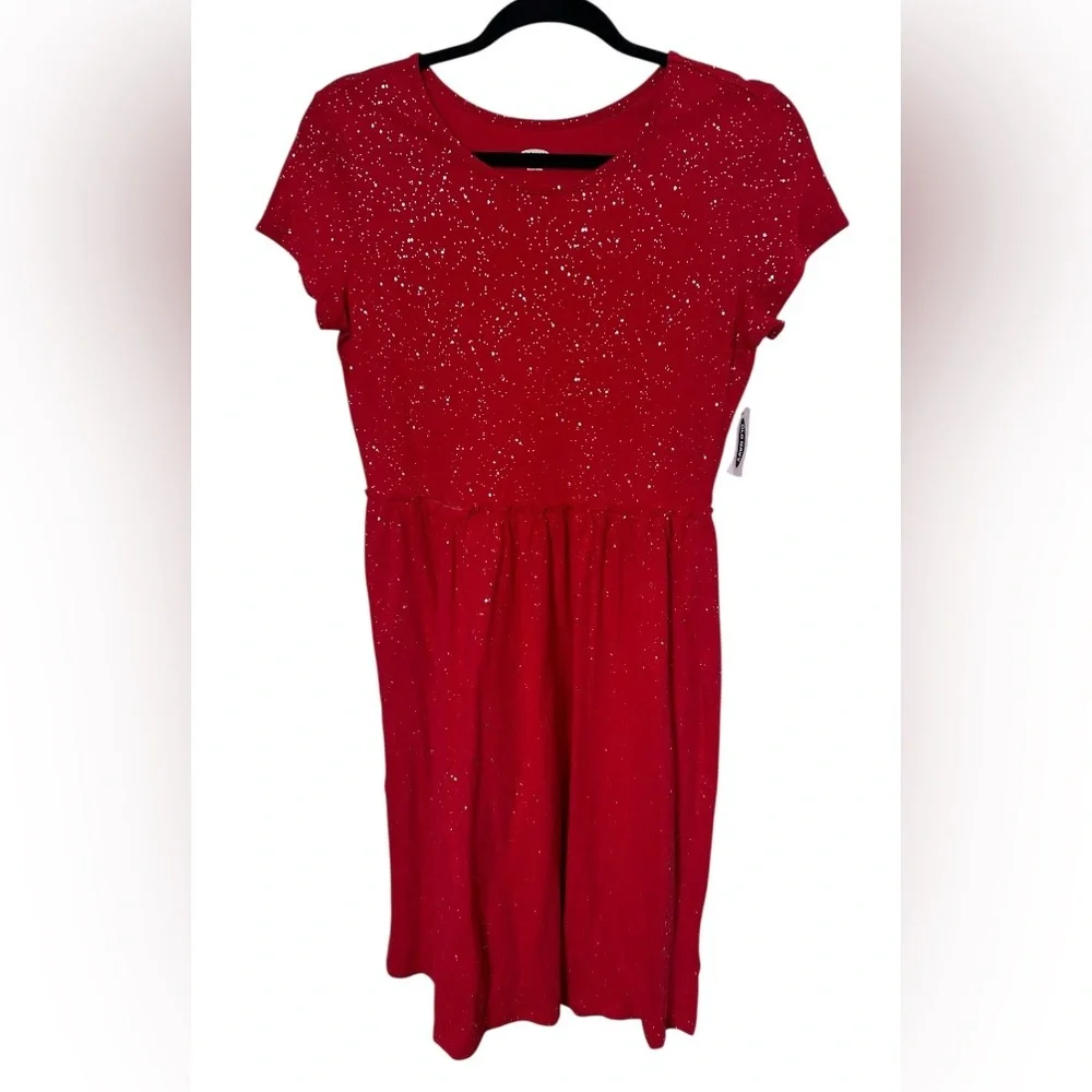 Old Navy | Girls Fit & Flare Red Sparkle Jersey Dress | Size XXL (18) | NWT